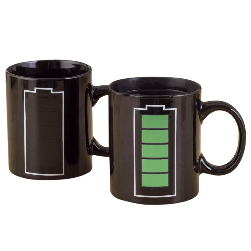 

Free shipping Battery Color Changing Mug Cup Amazing Ceramic Cup Temperature Changing