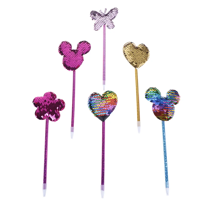 0.7mm Ballpoint Pen Interest Paillette Animal Modeling School Office Supplies Kids Gift Heart Shape