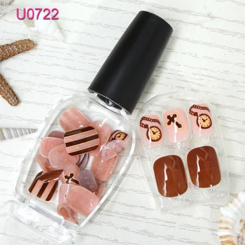 

FOREVERJASMINE Nail Polish Tips Brown Strip Nails Self-Adhesive Fake Finger Nails False Full Cover Artifical French Manicure