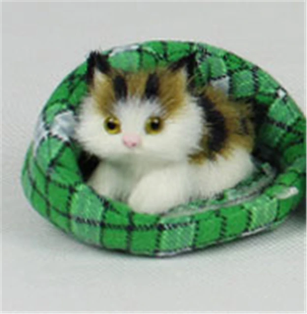 Super Cute Artificial Fuzzy Cat Toy Bed Kitten Baby Doll Gift 4 pcs/set