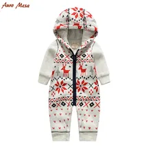 Auro Mesa Christmas Baby Romper Elk Print Jumpsuit Cotton Infant Coverall Outerwear Baby Boys Hooded one