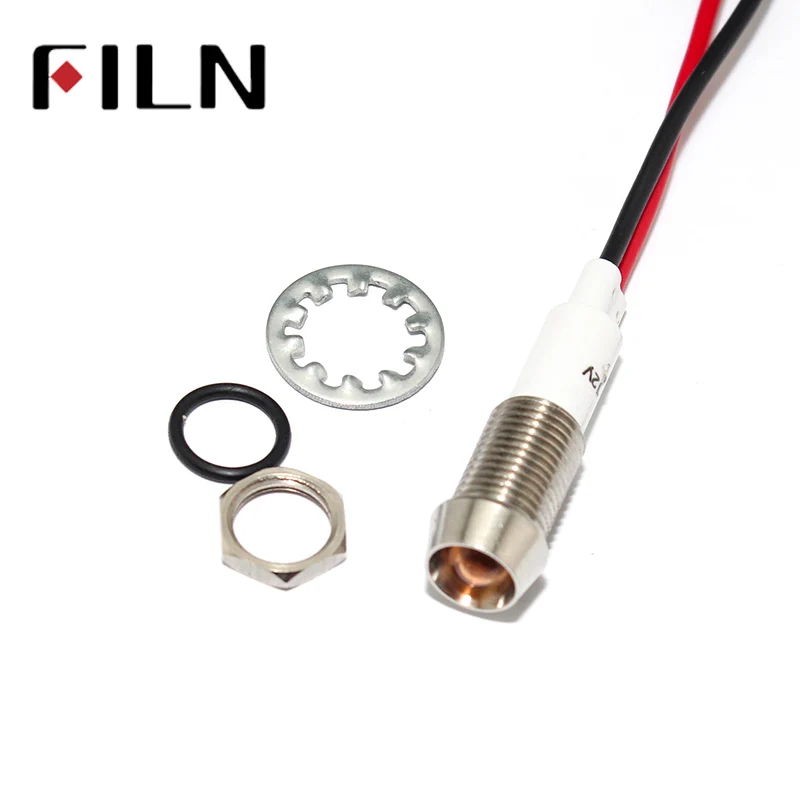 10mm Red Yellow Blue Green LED Metal Indicator Light Waterproof IP67 Signal Lamp 3V 5V 6V 9V 12V 24V 110V 220V  White Pilot Seal (7)