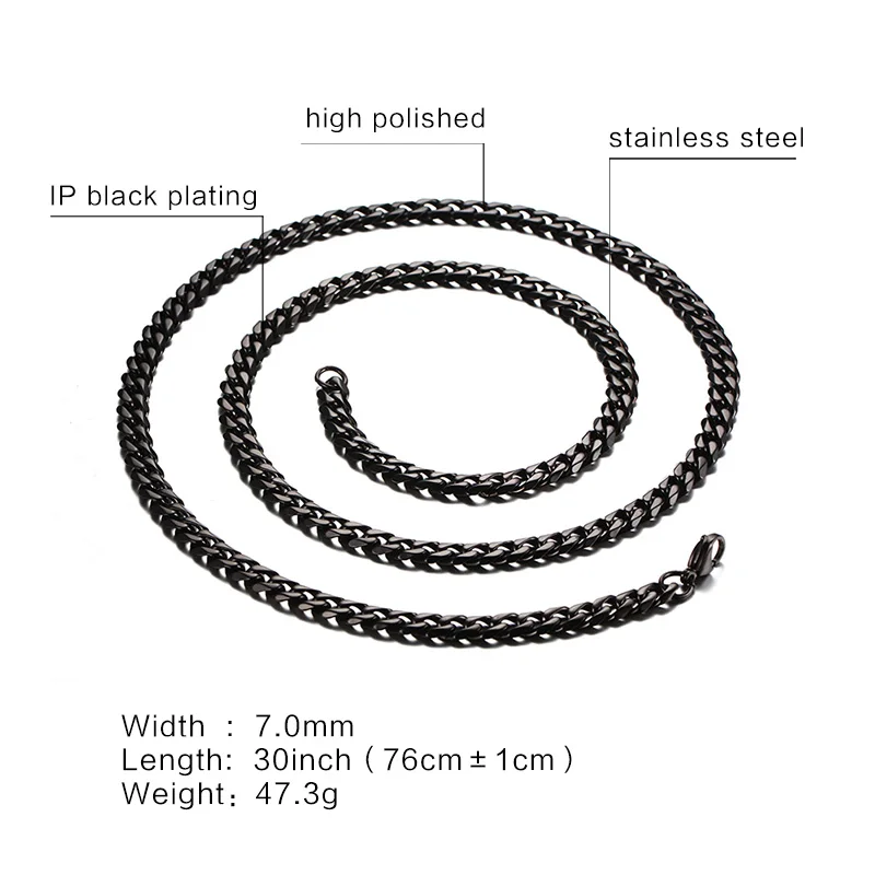 Vnox классическая цепочка Цепочки и ожерелья 24/30 дюйма для Для мужчин длинные Цепочки и ожерелья 3/5/7 мм широкий Титан Сталь, сделай сам, ювелирное изделие - Окраска металла: 7mm 30inch