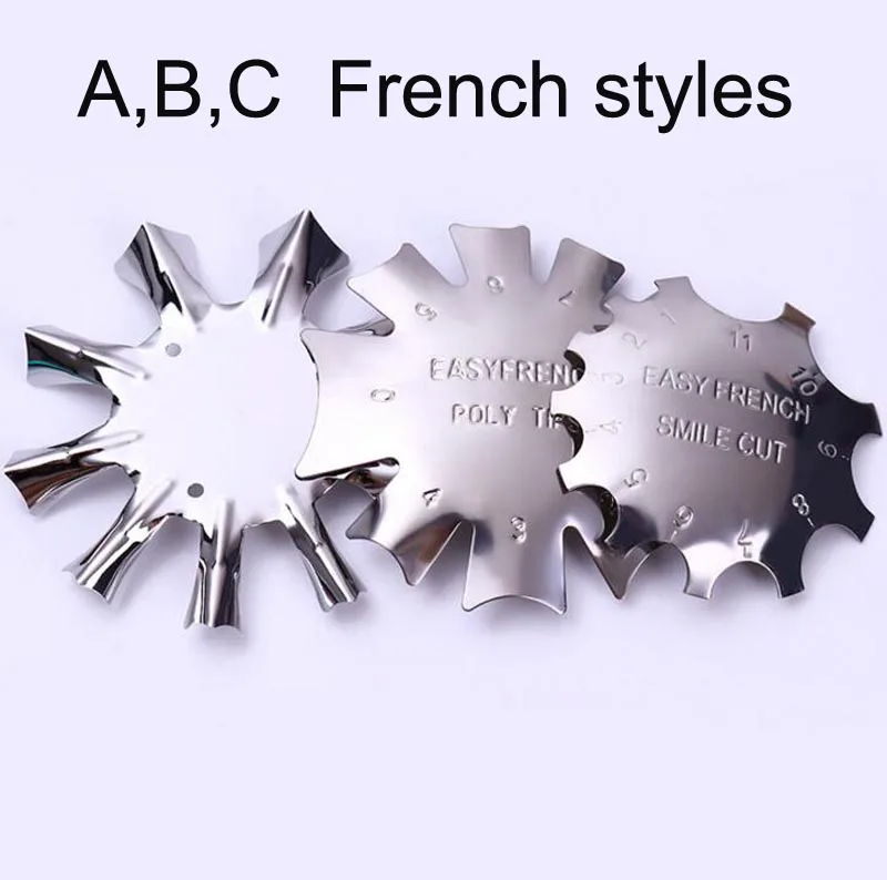 

3 Design Nail Template French A/B/C Easy French Edge Trimmer 1PC Nail Stamping Guide Templates Diy Steel Stamping Tools TMB4534