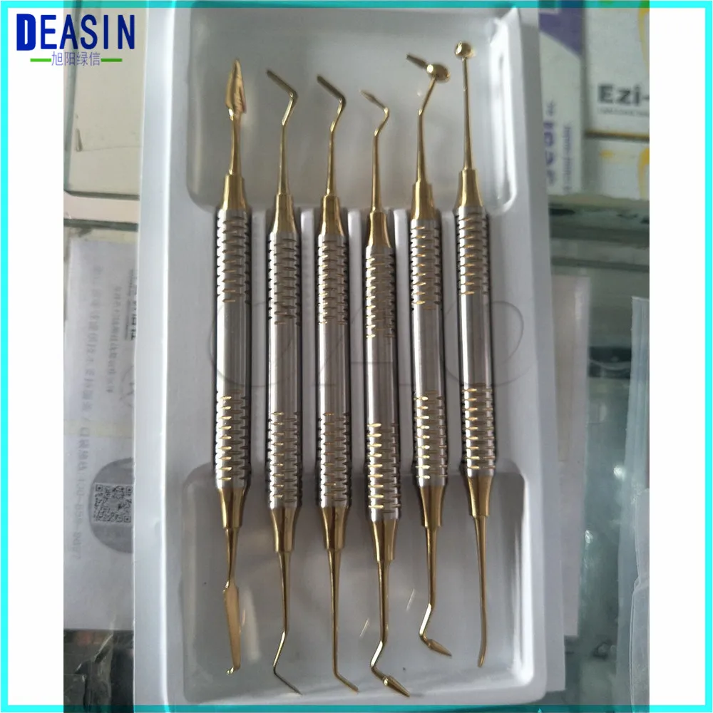 

Golden 6 pcs/set Dental instruments Resin packer Aesthetic restoration Aesthetic resin filler
