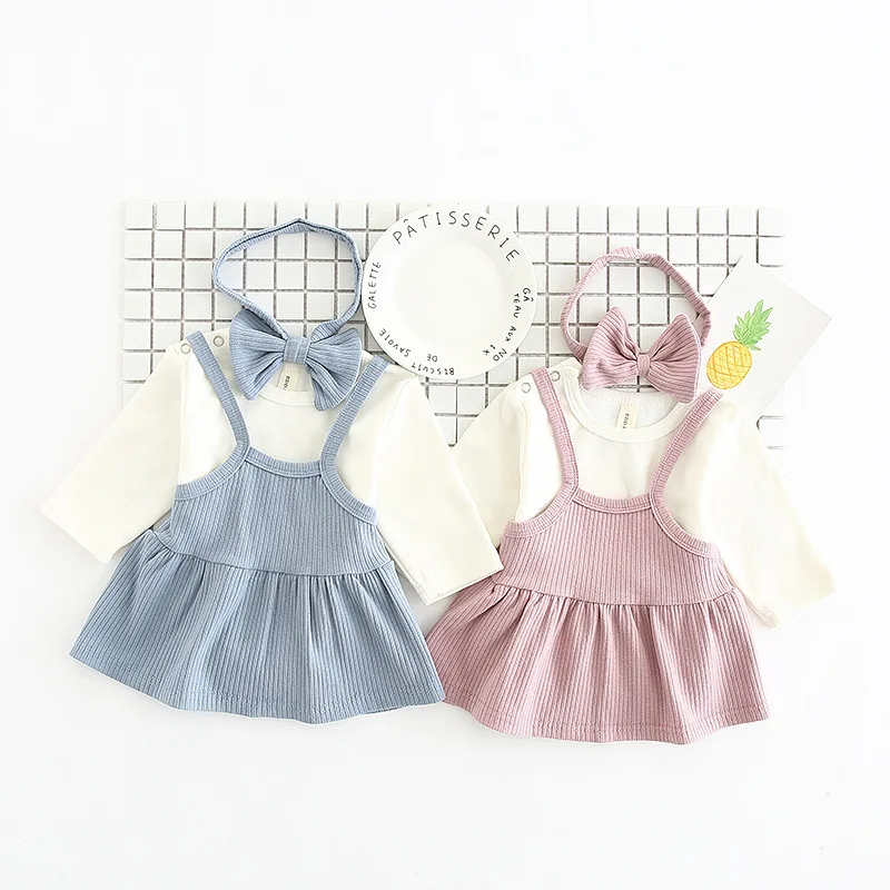 

2018 new baby clothing high quality sweet and lovely style newborn baby baby cotton tights + head flower + dress three sets