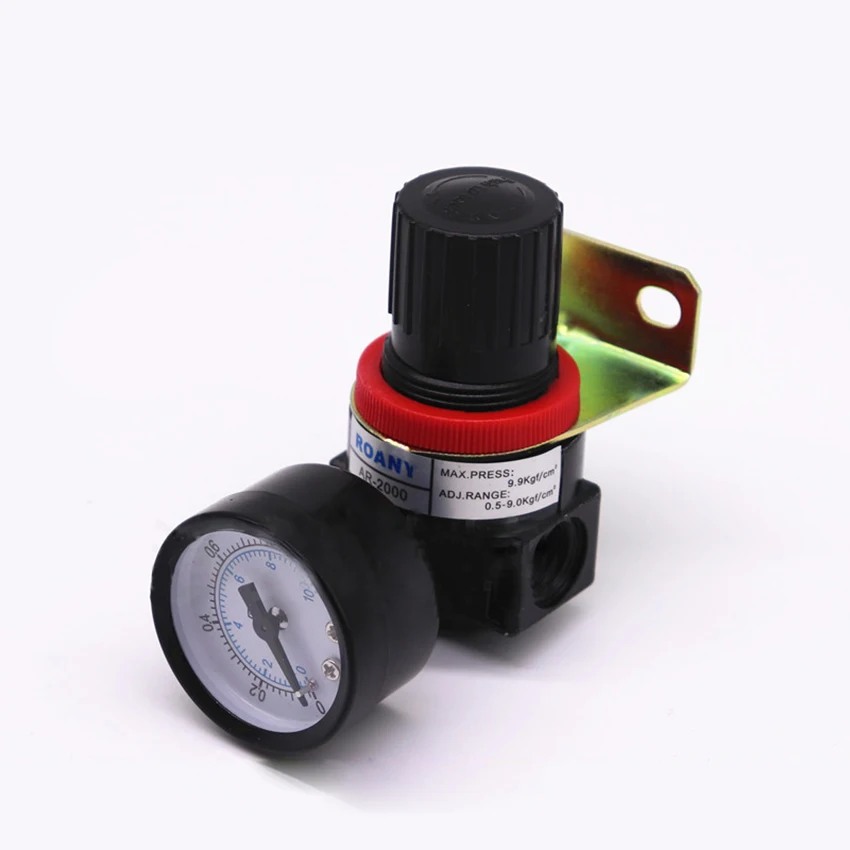 

AR2000 1.5mpa Mini Adjustable Air Pressure Regulator Air Treatment Units G1/4 Caliber with Gauge & Bracket