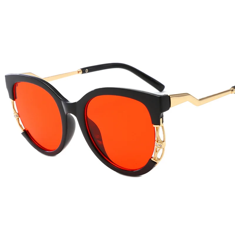 Роскошные детские солнцезащитные очки в стиле стимпанк для мальчиков и девочек, модные металлические круглые солнцезащитные очки, детские солнцезащитные очки, UV400 очки Oculos - Цвет линз: Красный