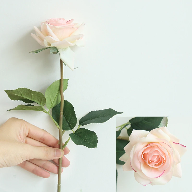 Настоящее прикосновение розы искусственный цветок ветка стебель латексная Роза украшения для дома для свадьбы День рождения подарок ко Дню Святого Валентина - Цвет: roses beige