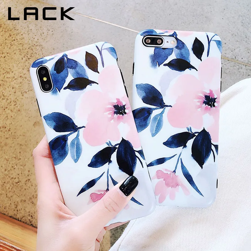

LACK Fashion Art Flowers Leaf Phone Case For iphone XS Max Case For iphone X XR 8 7 6S 6 Plus Cover Luxury Soft IMD Cases Capa