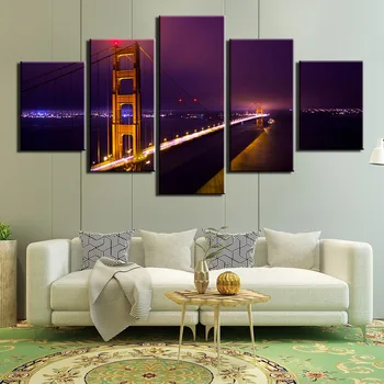 

Canvas Painting Modern 5 Pcs HD Prints Art Posters Artwork Wall Art City bridge Pictures for Living Room Home Decoration