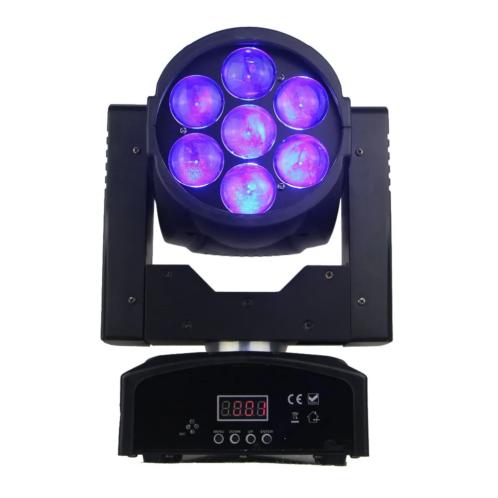 2 шт./лот диско dj Освещение zoom wash 7*15 Вт RGBW 4в1 led цвет смешивания мини движущаяся головка