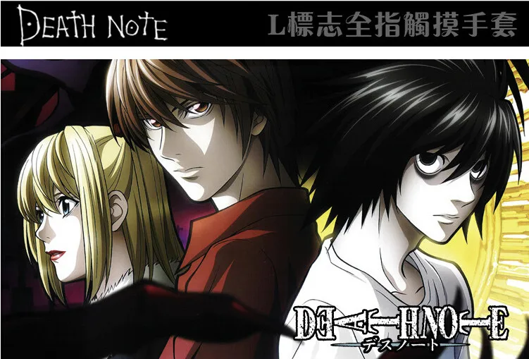 Модные Прихватки для мангала аниме Death Note двойной L логотип Полный Finger плюшевые вязать перчатки зимние теплые варежки handschoenen Экран осязаемый