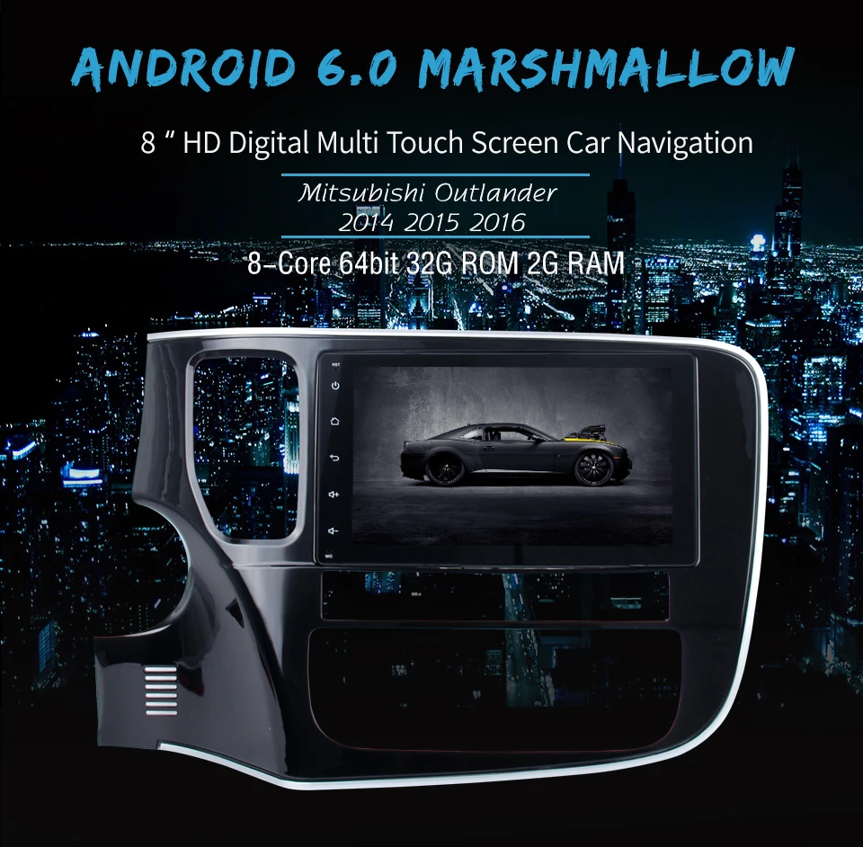 Discount Dasaita 8" Android 8.0 Car GPS Player for Mitsubishi Outlander 2014-2016 with Octa Core 4G+32G Auto Radio Multimedia GPS NAVI 4
