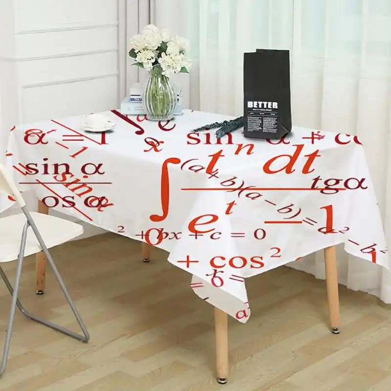 Miracille Kitchen Decorative Creative Polyester Fabric Print Mathematical Symbol Pattern Tablecloth Dining Coffee Tea Table Mat