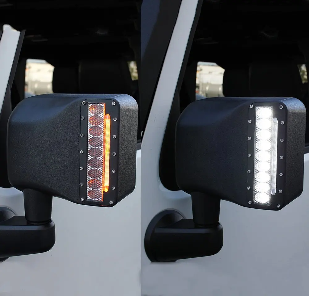 2X для Jeep Wrangler боковые зеркала заднего вида подсветка корпуса с светодиодный
