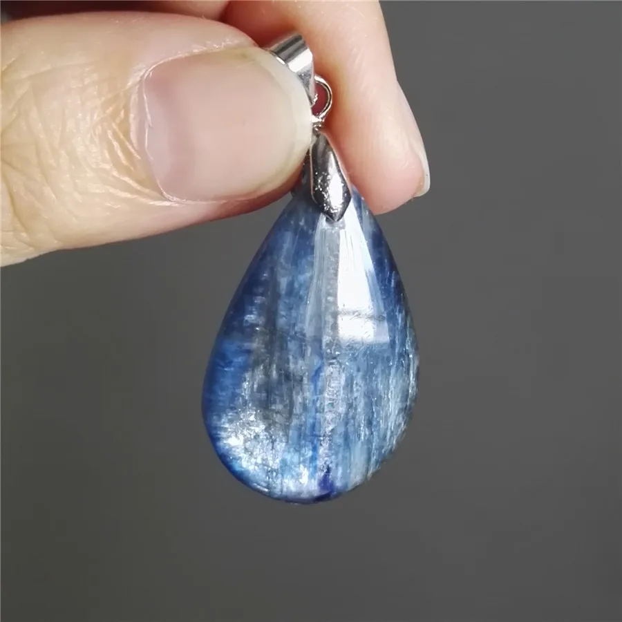 Genuine Deep Blue Natural Kyanite Pendant Crystal Water Drop Bead