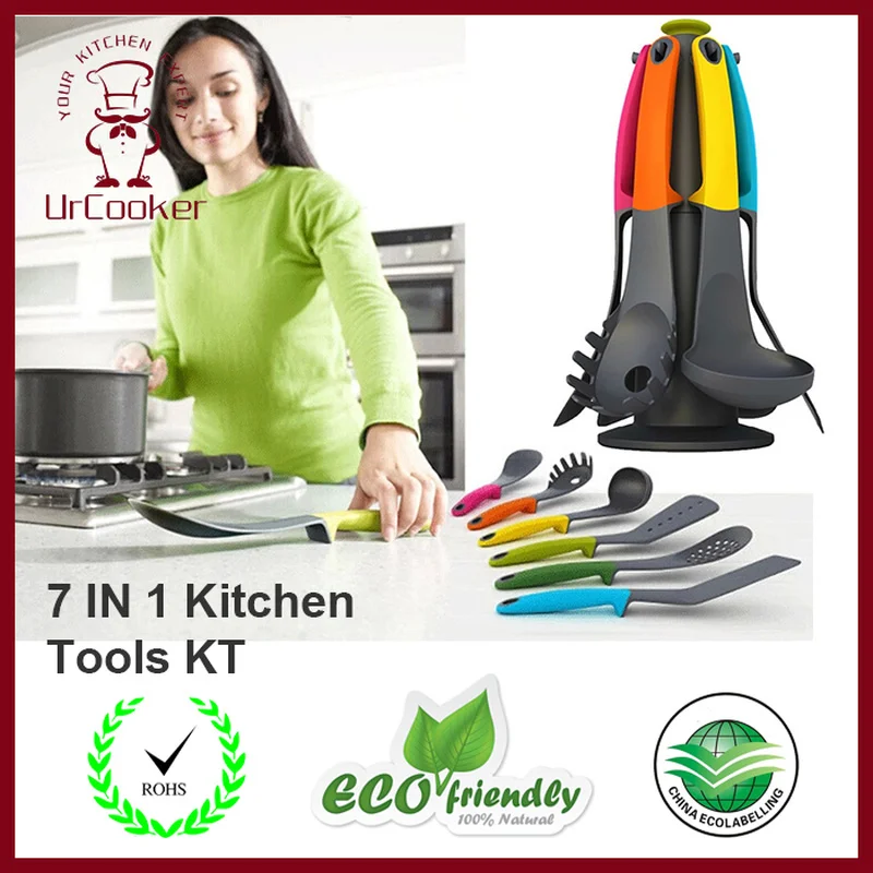 

7 IN 1 Kitchen Utensil Sets Nylon Kitchen Utensil Set Cooking Tools Slotted Spatula Spoon Ladle Muticolor