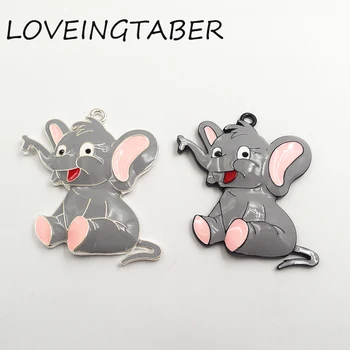 

( Choose Color Frist ) 46mm*40mm 10pcs /lot Full Enamel Sweet Elephant Pendant For Fashion Kids Necklace Making