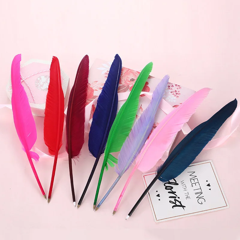 

Cute Feather Ballpoint Pens Creative Vintage Pens Kawaii Ball Pens For Children Gifts School Office Supplies Korean Stationery
