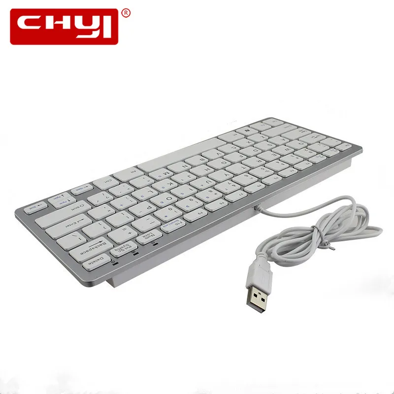 Проводная ультратонкая Бесшумная клавиатура CHYI с 78 клавишами и USB 2 0 для ПК