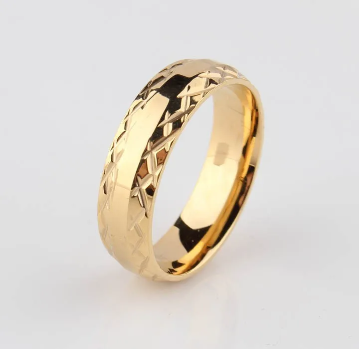 gold color lace wedding rings for men women 6mm