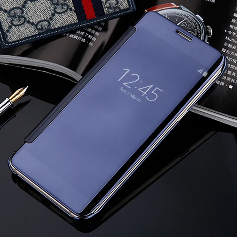 

View Mirror Case For Samsung Galaxy S7 Edge S8 S9 S10 Plus S10 E Note 8 9 Phone Protector Clear Leather Plastic Filp Back Cover