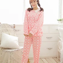 Женский зимний теплый пижамный комплект, розовая пижама с белой иконой любви, спортивный костюм большого размера