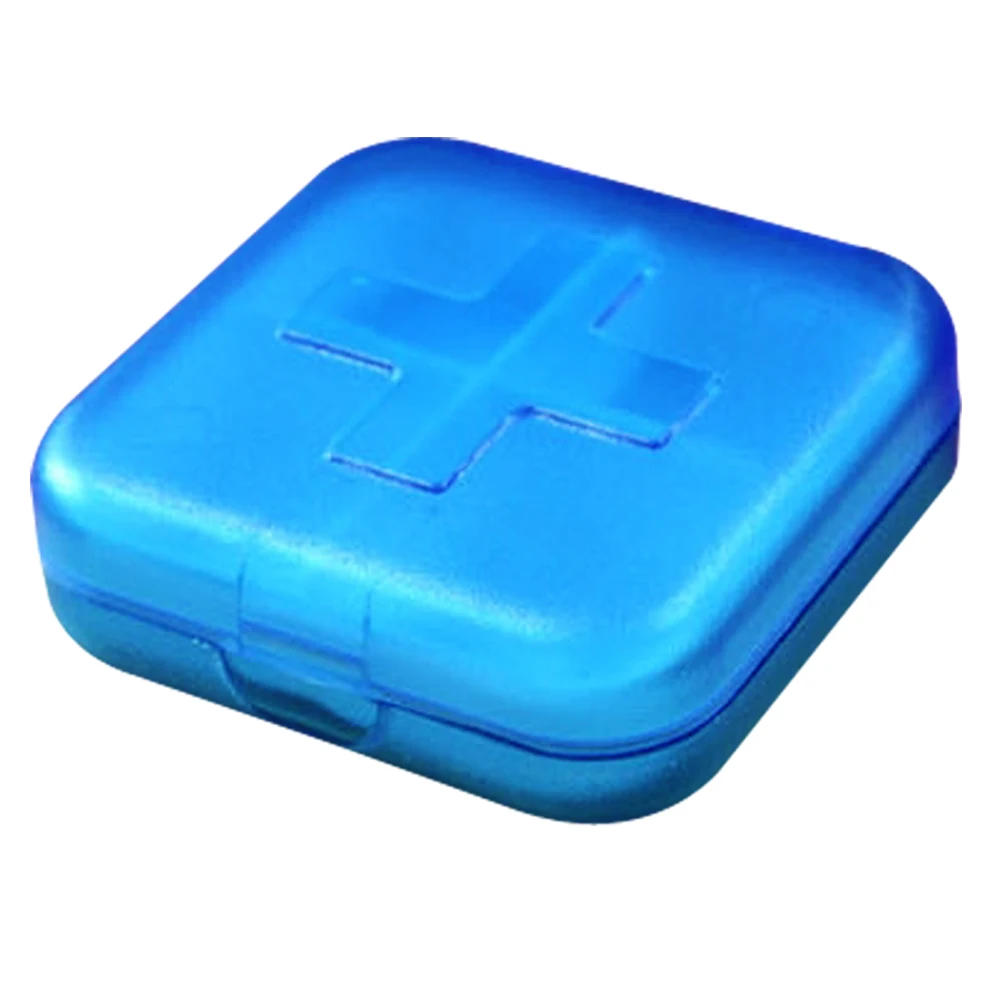 

New 4 Slot Health Medicine Case Portable Organizer Blue RJ99