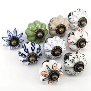 1x Dia 33mm Pumpkin Lantern Ceramic Cabinet Knobs Cupboard Closet Dresser Handles Kitchen Handles Drawer Knobs Pulls