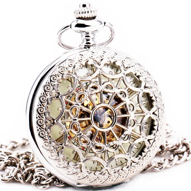 Delicate Silver Stainless-steel Unisex Baroque Women Automatic Mechanical Pocket Delicate Silver Stainless-steel Unisex Baroque Women Automatic Mechanical Pocket