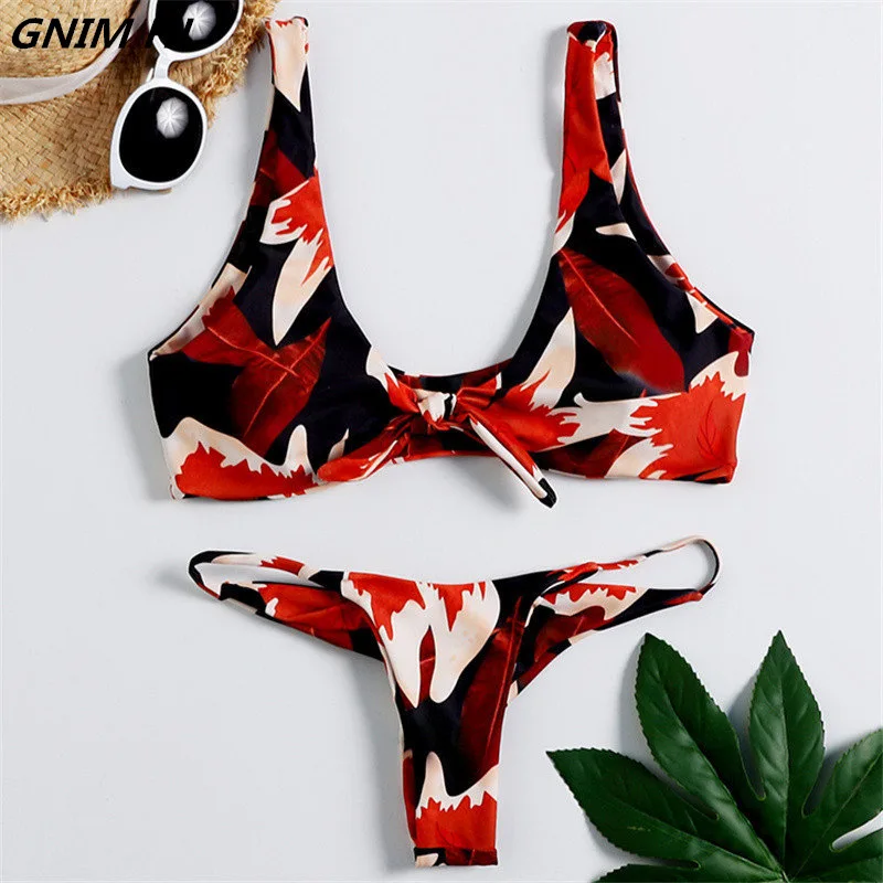 

Sexy Bikini Mujer 2019 New Swimwear Women Print Halter Brazilian Bikini Summer Beach Wear Tankini Swimsuits Women Two Pieces