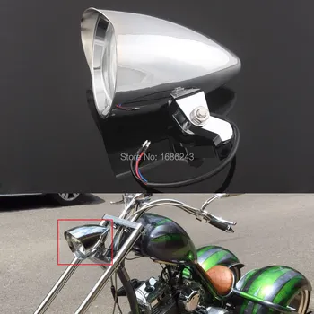 

Motorcycle Chrome Aluminum Visor Bullet Headlight Lamp 4.7" Fits For Harley Sportster Dyna Softail Bobber Chopper Custom 10mm