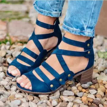 

Plus Size Women Multi-Strap Heeled Sandals
