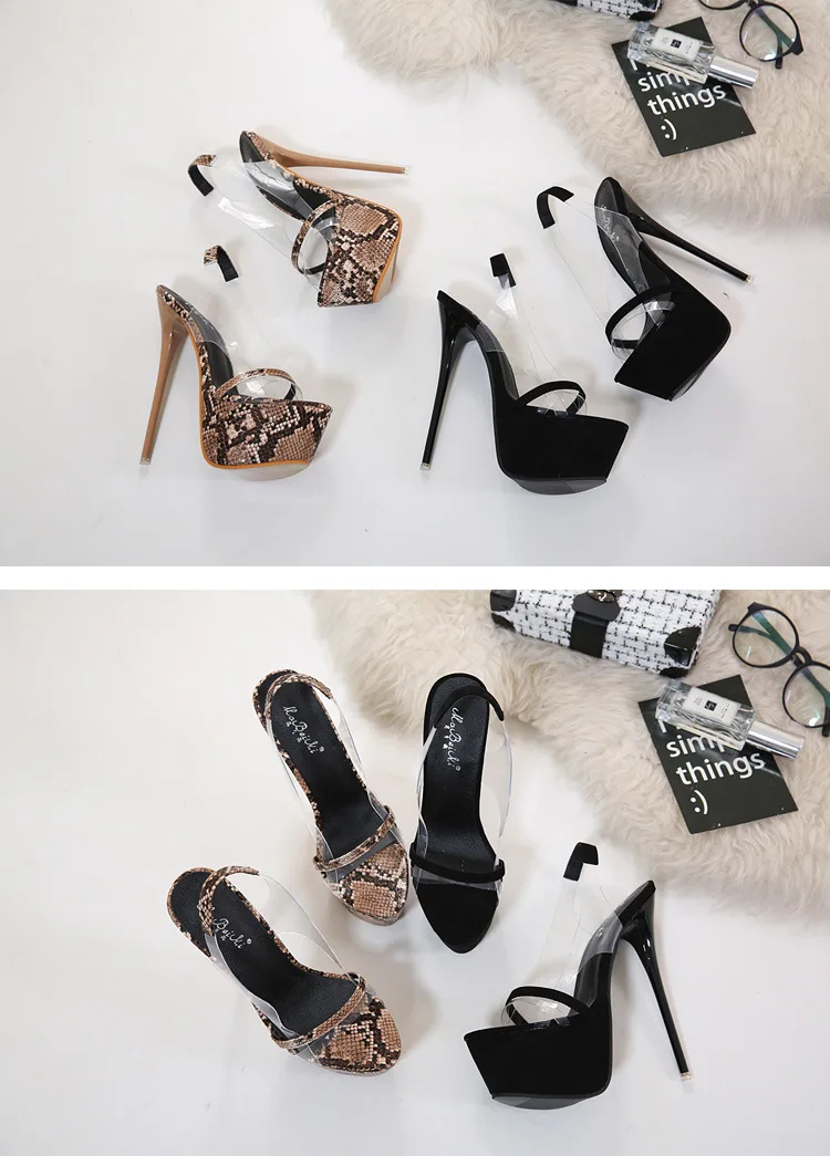 Ltart/ г., женские черные прозрачные босоножки на тонком каблуке и платформе Туфли-лодочки на каблуке Женская обувь высокого качества CWF-my166-83 17 см
