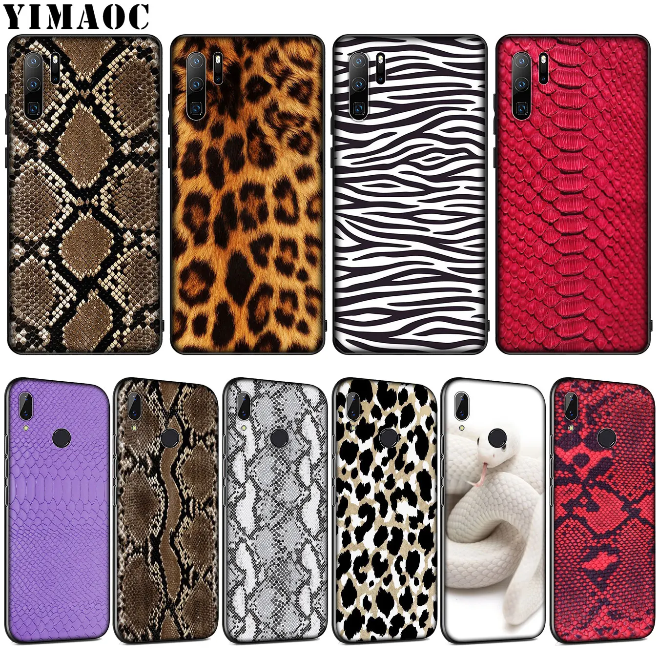 

YIMAOC Pink Snake Skin DIY Printing Drawing Soft Silicone Case for Huawei P30 P20 Pro P10 P9 Lite Mini 2017 2016 P Smart Z 2019