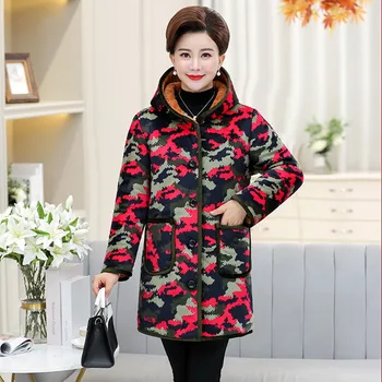 

Middle-Aged Women's Cotton Coat 2019 New Single Breasted Fashion Color Winter Coat 5XL Size Thick Warm Hooded Cotton Coat AS169