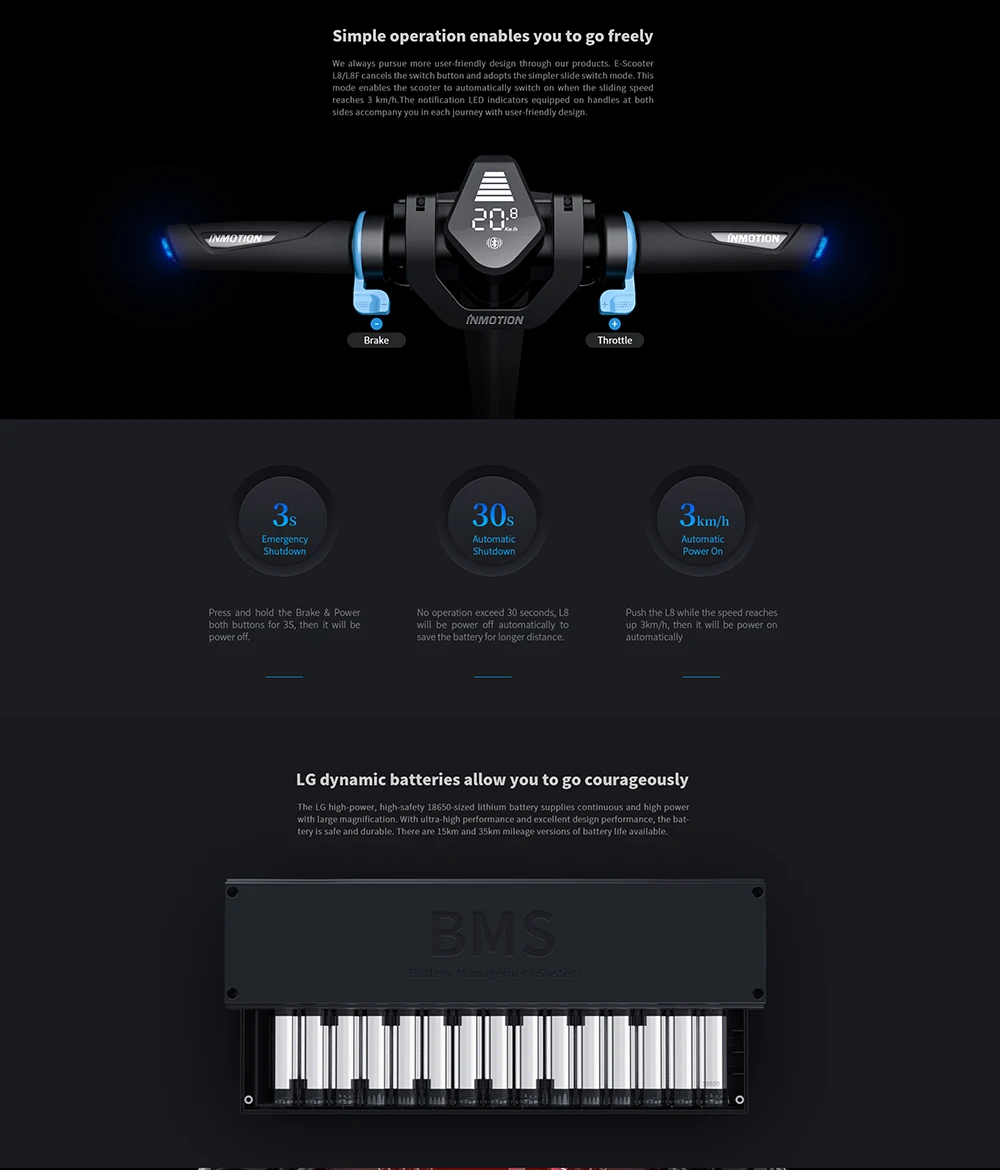 INMOTION L8F Расширенный складной дизайн 30 км/ч элемент батареи LG батареи Сертифицированный самокат легкий длинный Ховерборд скейт