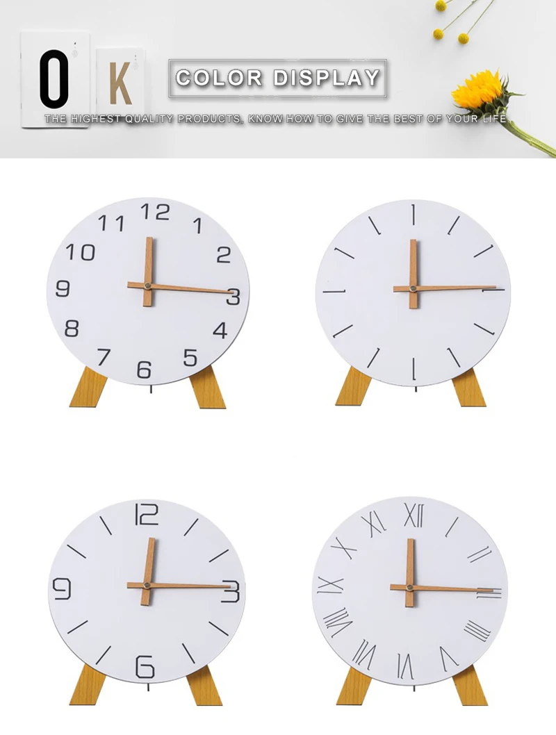  study clock watch office office table decoration flip calendar bamboo clock desk clock circular electronic desktop clock dementia clock  (4)