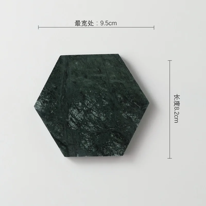Dark green hexagon Скандинавские стильные подставки из натурального мрамора, Домашние шестиугольные подставки под тарелку, коврики с изоляцией, коврик для кофейной чашки, подарок - Цвет: Dark green hexagon