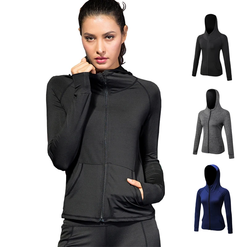 

New Running Jacket For Women Fitness Jogging Sweatshirt Ladies Yoga Zipper Long Sleeve Women Breathable Training Sport Coats