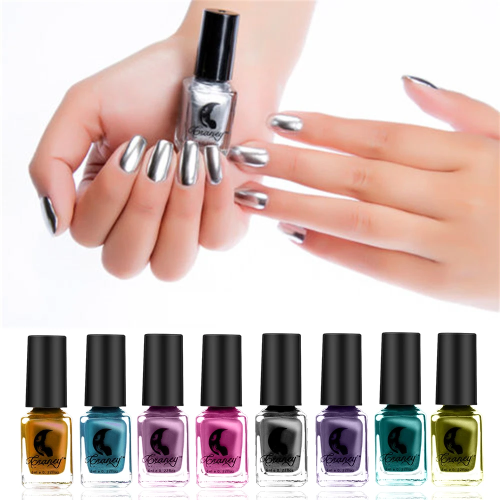 1pc6ml Mirror Nail Polish Metallic Lacquer Silver Nail Mirror Effect