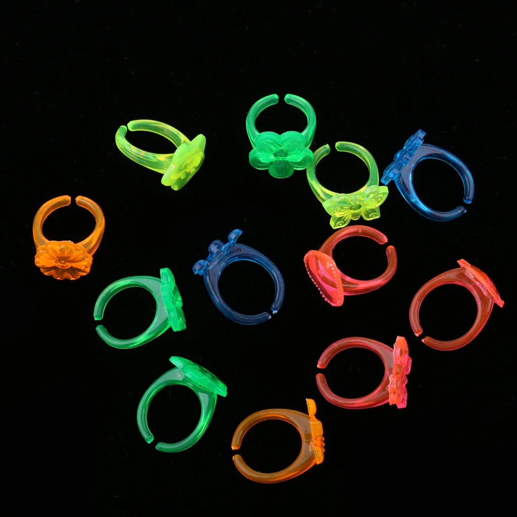 17pcs/set Mixed Color Plastic Rings for Kids Fake Diamond Rings Jewelry Children Dress up Game Toys Party Gifts  
