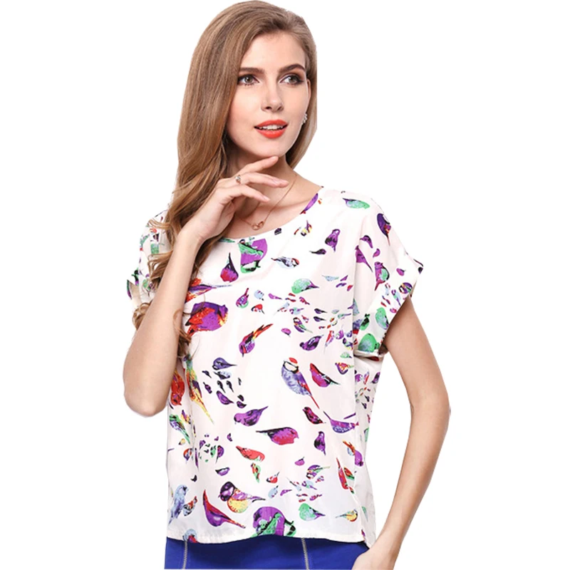 

Women tops and blouses 2019 new fashion women's plus size shirt printed short-sleeved chiffon shirt korean vestidos HJY1213