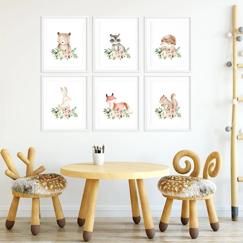 Woodland Canvas Art Pictures  Nursery Decor