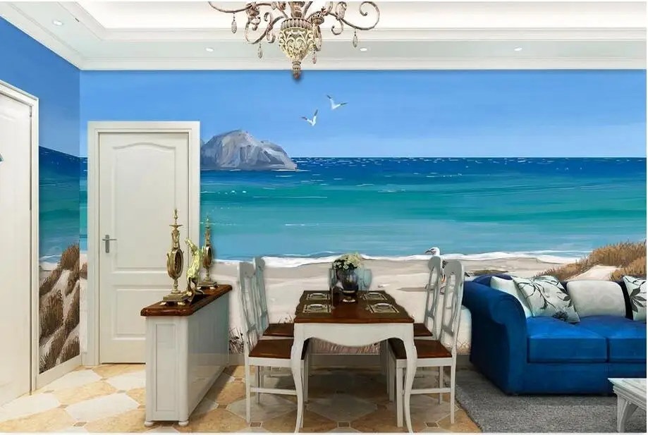 

Custom photo 3d wallpaper Non-woven mural wall sticker blue of the Mediterranean painting picture 3d wall room murals wallpaper
