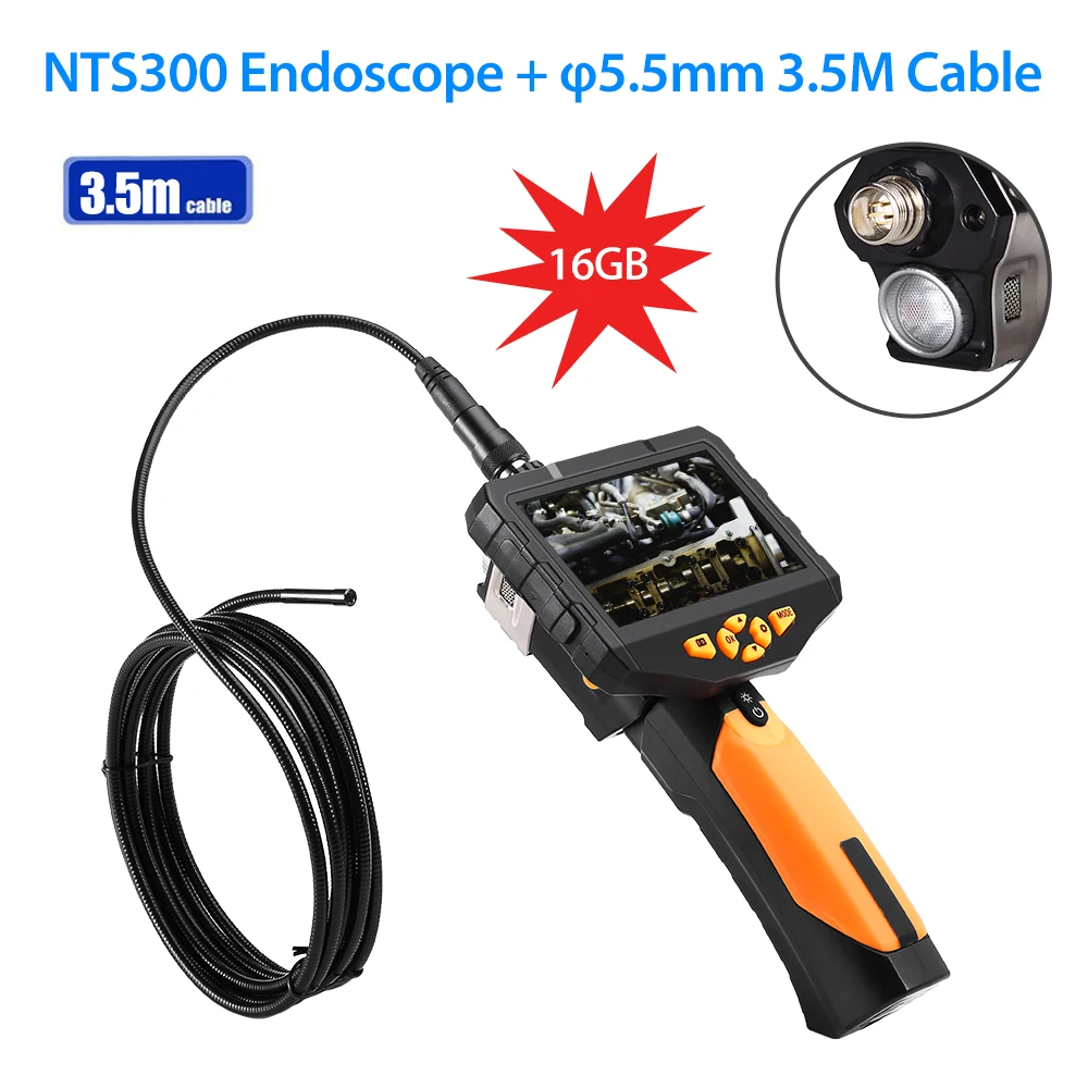 

Eyoyo NTS300 Endoscope Inspection Camera 4.3 Inch LCD Monitor 5.5mm Diameter 3.5 Meters Tube 16GB DVR Borescope Zoom Rotate Flip