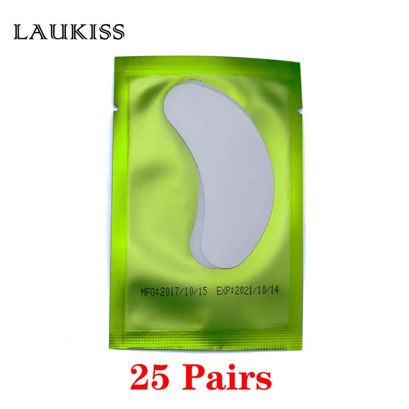 25Pair Green 25/50/100 пар/лот Пластыри для ресниц наращивания кругов под глазами колодки Бумага патчи розовый Безворсовая наклейки Ткань для ресниц накладных - Цвет: 25Pair Green