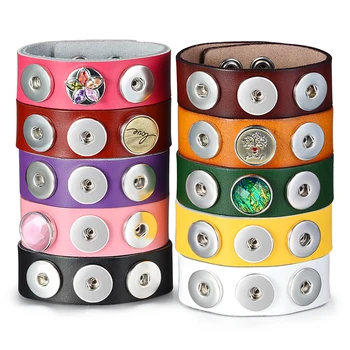 

Wholesale 10PCS/Lot Random Colors Vocheng Genuine Leather 18mm Snap Bracelets Mix Package NN-670*10