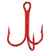 Суперострый якорных крючка 50 шт./лот тройные рыболовные крючки, красный, не содержит никель, с высоким содержанием углерода Сталь Крючки-Тройники для рыбалка